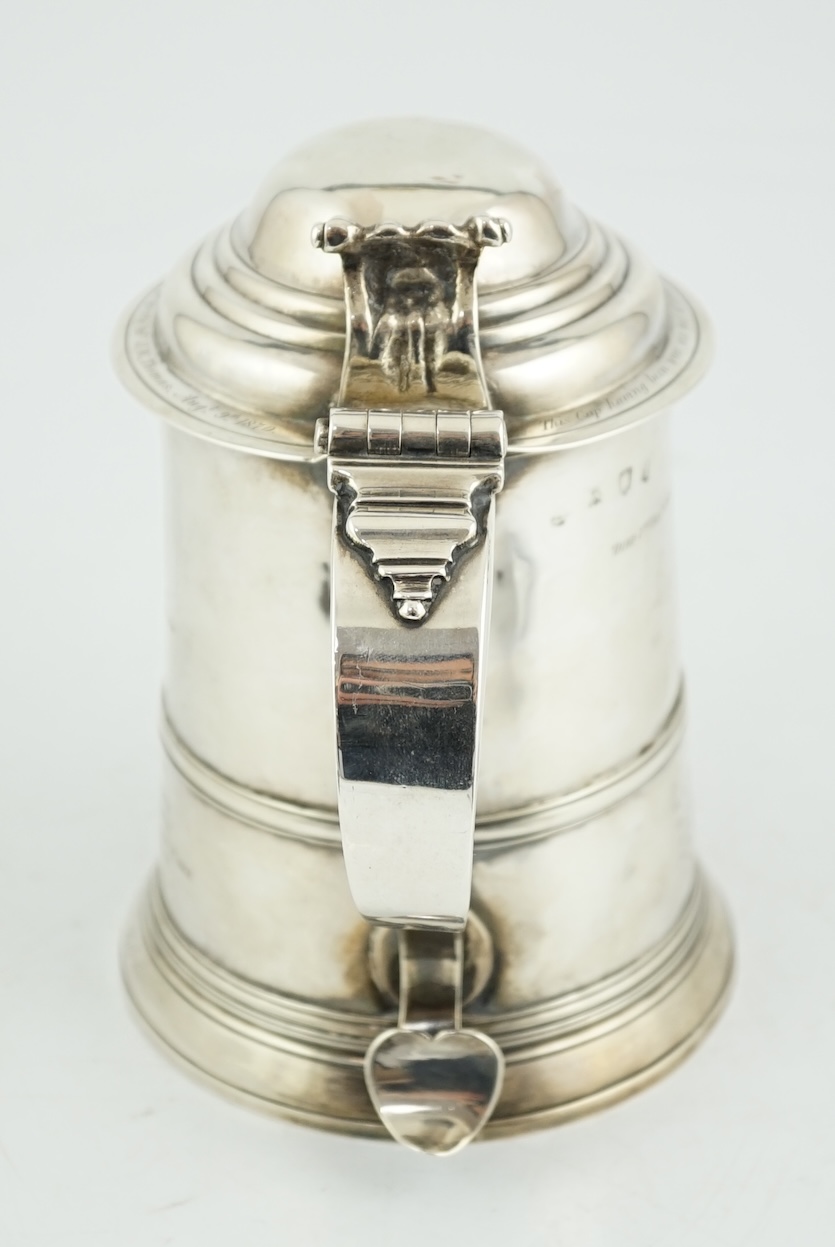 A George II silver tankard with domed cover, by Richard Bayley?